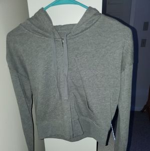 Grey Zip-up crop hoodie